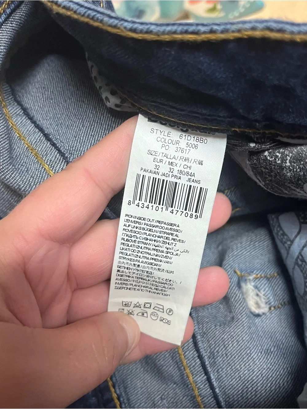 Desigual Men’s Blue Slim Straight Jeans Button Fly Dark Wash Size 32